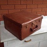 Vintage Retro Brown Hardshell Globite Travel Suitcase Storage Case Shabby Chic
