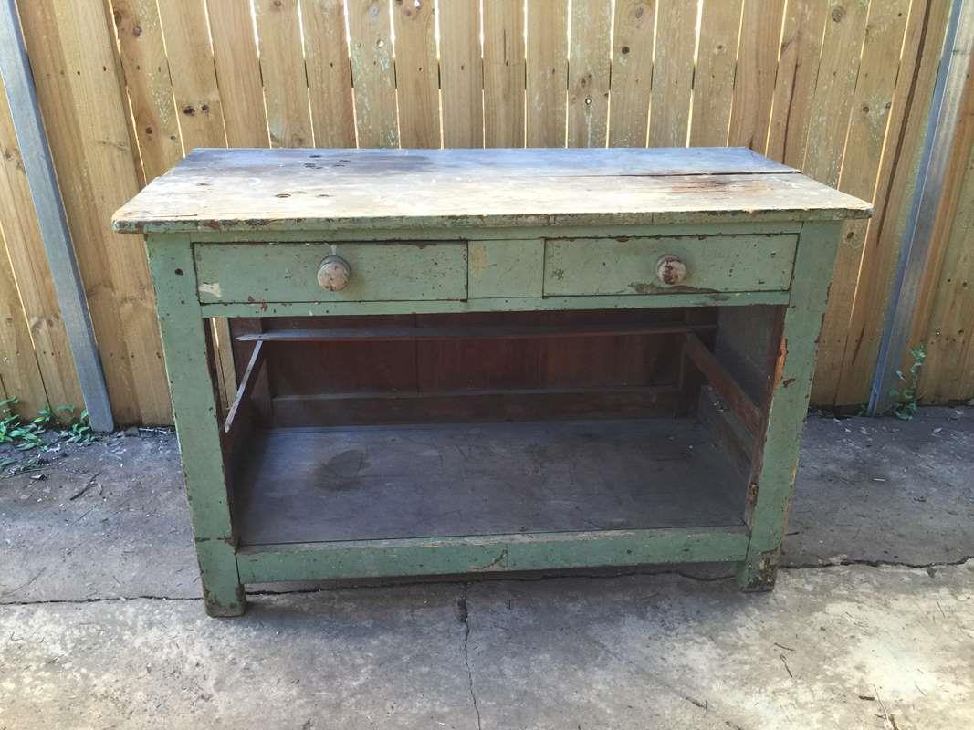 Vintage Retro Industrial Rustic Wooden Timber Kitchen Bench Cabinet Side Table