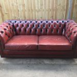 Chesterfield 2 Seater Rosewood Leather Lounge Suite Moran Club double sofa