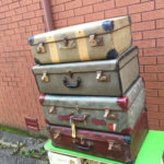 4x Set Bulk Vintage Retro Stack Suitcases Multicoloured Travel Decor Storage